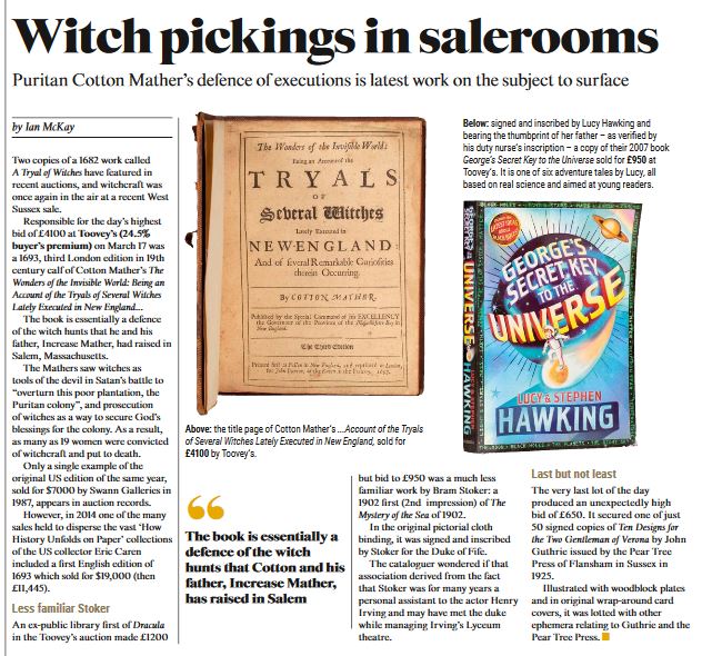 Cotton Mather Salem Witch Trials Antiques Trade Gazette article