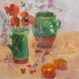 Sally Scott (b.1939) - French Pots and Poppies