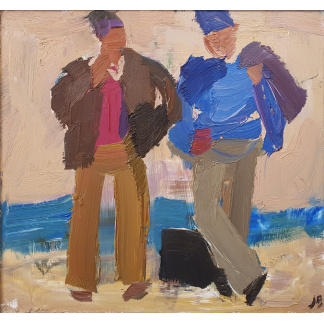 Julian Bailey oil painting two actors on the beach