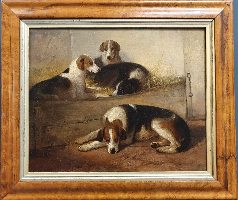 Circle of John Emms - Hunting Hounds in a Stable
