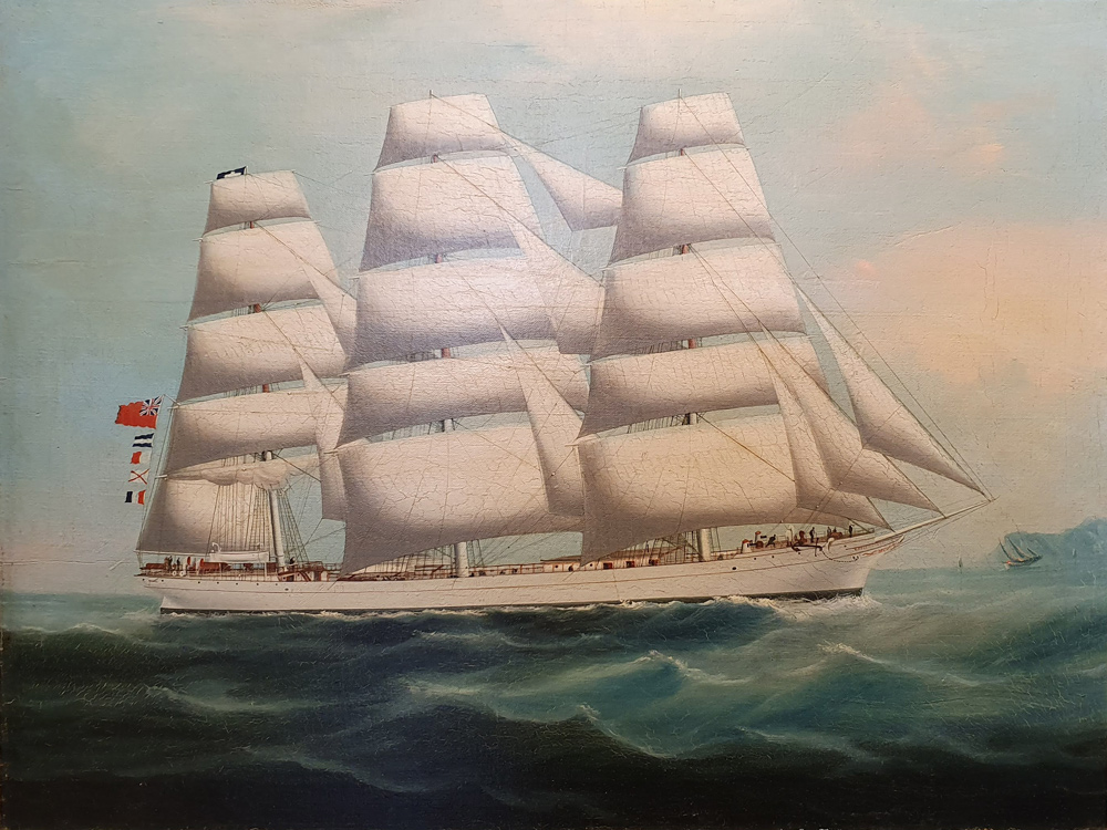 Lai Fong of Calcutta - oil painting of the Sierra Miranda sailing vessel