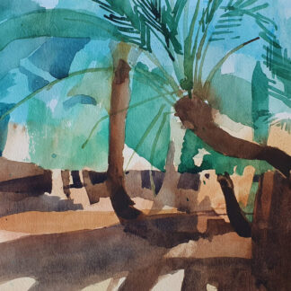 Ian Potts evening in thebes watercolour