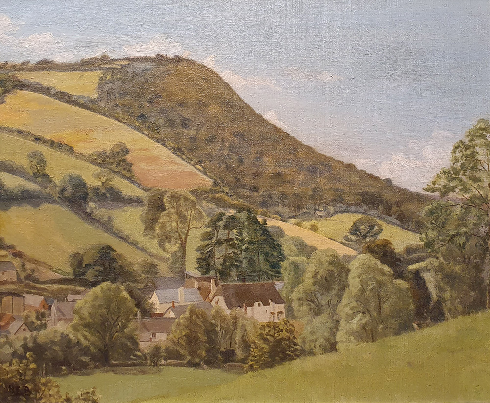 Ann le Bas - View of Winsford, Exmoor, oil painting