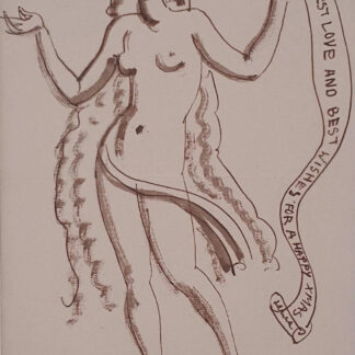 Dame Laura Knight - Female Nude, Pen with Ink drawing.