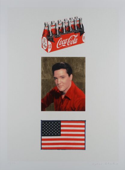 Sir Peter Blake RA (b.1932) - 'American Trilogy (cream and gold)', silkscreen with gold leaf, silver leaf and diamond dust.