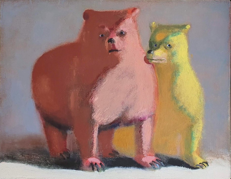 Charles Williams PRWS, NEA (b.1965) - 'Two Dodgy Bears', oil on canvas.