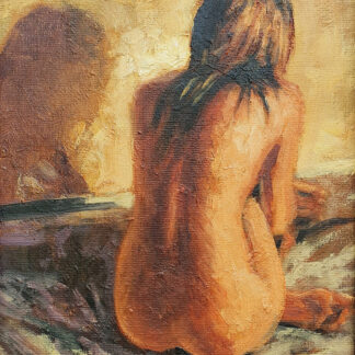 Mick Cawston (1959-2006) - Seated Female Nude, oil on board.