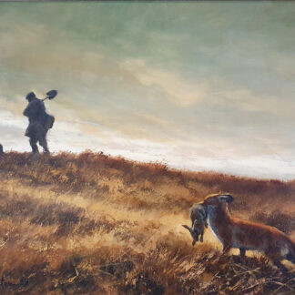 Mick Cawston (1959-2006) - 'Fox & Poacher', oil on canvas.