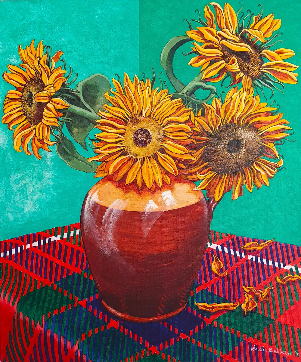 Lawrie Baldwyn (b1942) - 'Sunflowers', acrylic on canvas.
