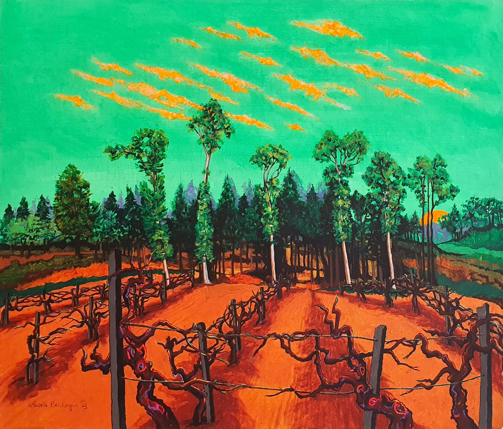 Lawrie Baldwyn (b1942) - 'The Dormant Vineyard', acrylic on canvas.