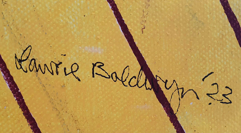 Lawrie Baldwyn (b.1942) - 'Yellow Interior', detail of signature and date.