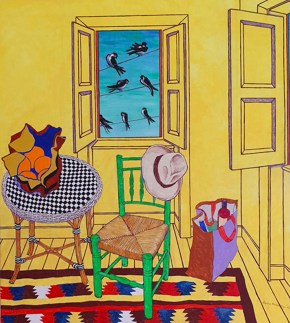 Lawrie Baldwyn (b.1942) - 'Yellow Interior', acrylic on canvas.