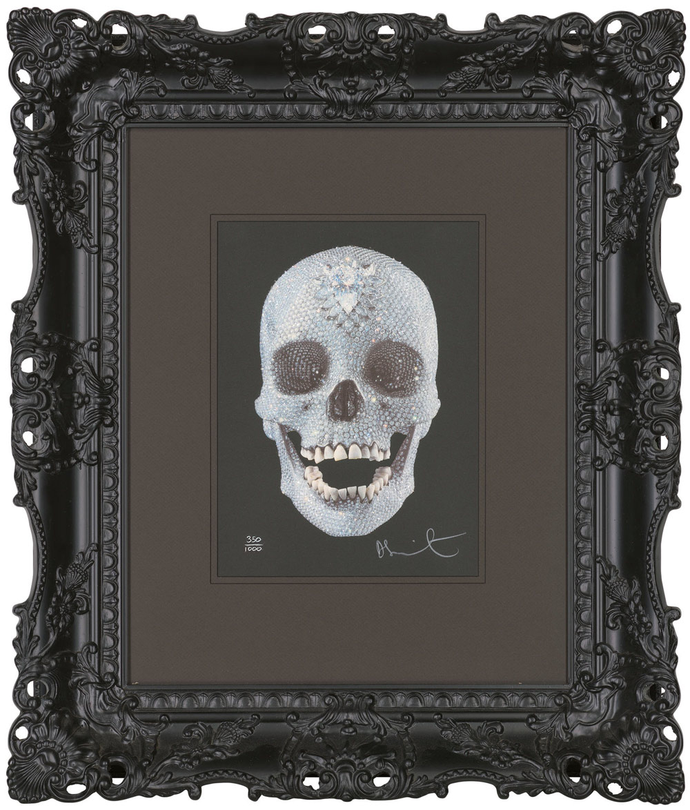 Damien Hirst screenprint titled 'For the Love of God', image showing the ornate frame