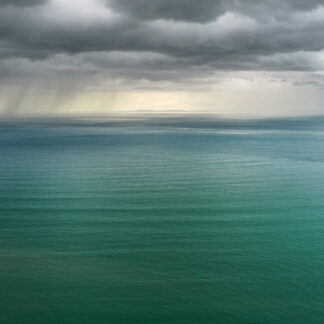 Photograph of rain over the Bristol Channel, North Devon, by Mark Asprey.