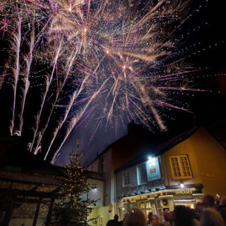Photograph of fireworks on New Year's Eve, The Crown, Lynton.