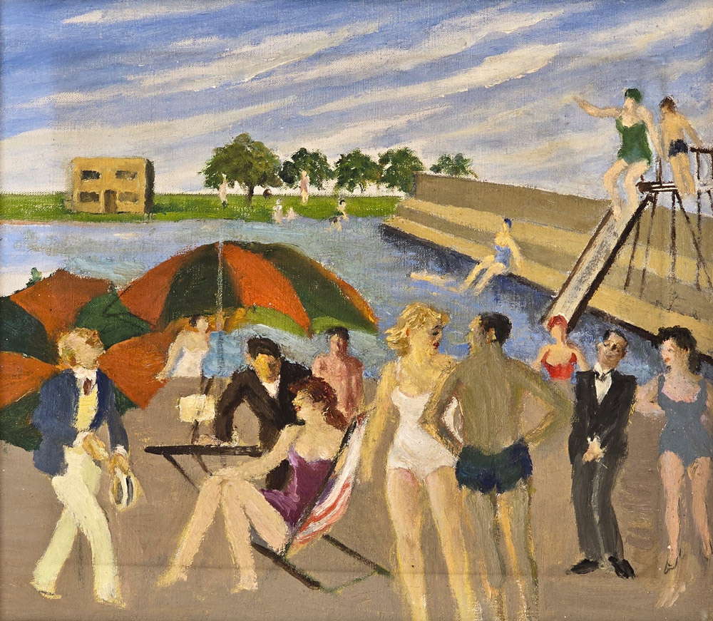 Modern British School - Lido Scene