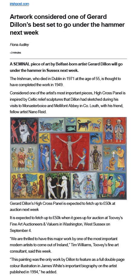 Irish Post article about the sale of Gerard Dillon's 'High Cross Panel.