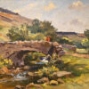Oil painting by Alec Carruthers Gould of Robber's Bridge in Somerset.