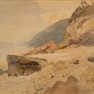 Watercolour painting by Charles Knight of the North Devon Coast at Glenthorne.