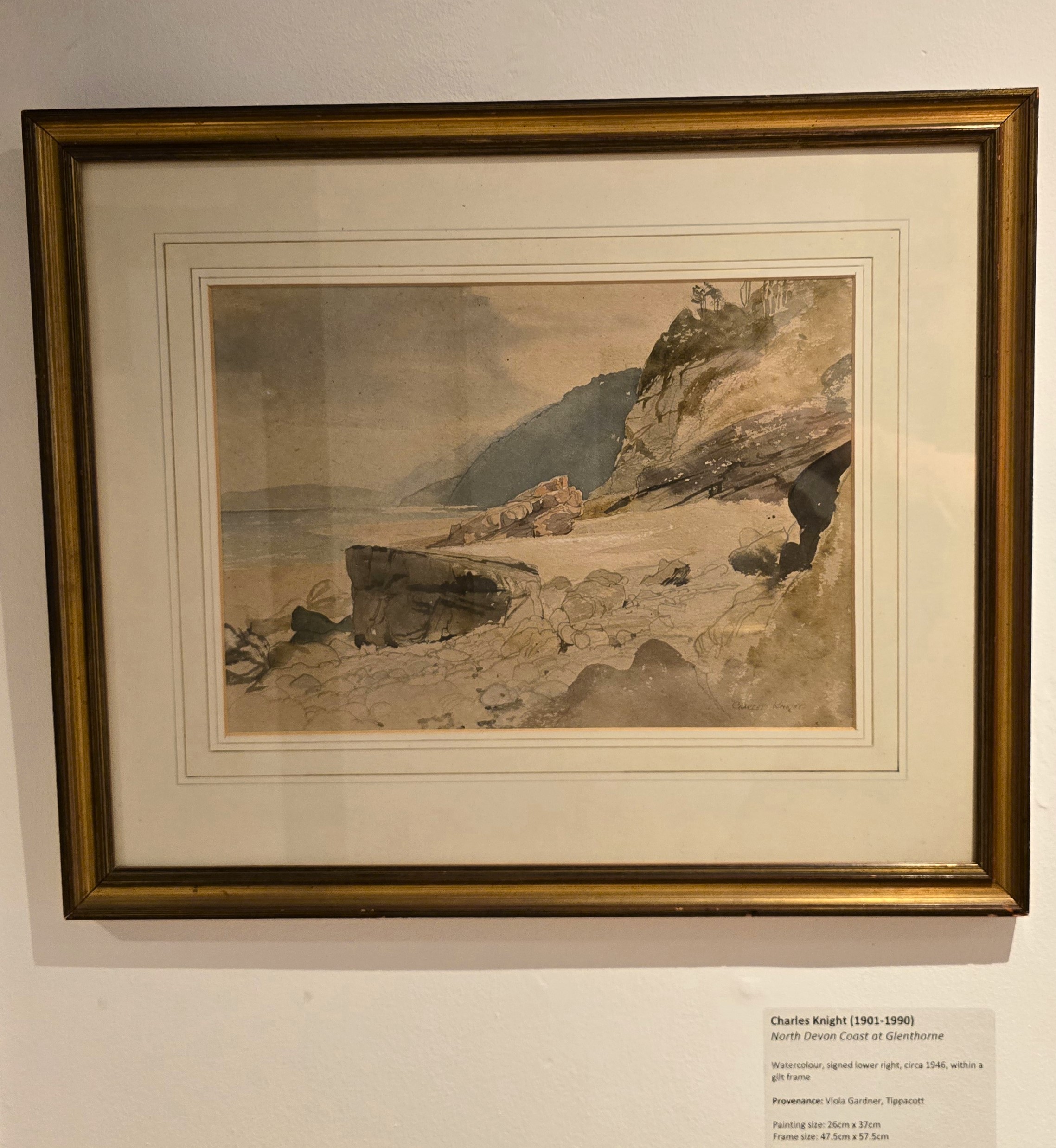 Watercolour painting by Charles Knight of the North Devon Coast at Glenthorne