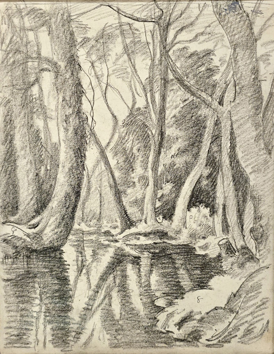 Ethelbert White (1891-1972) - Study for The Pool (River Lyn, Rockford)