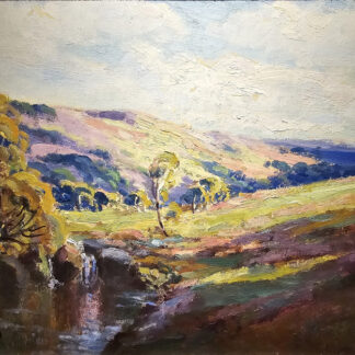 Oil painting by Harry Phelan Gibb of the Doone Valley, Exmoor.