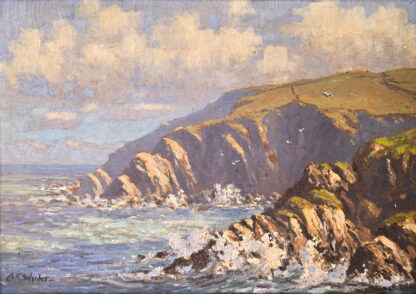 Painting by Alexander Charles Winter showing Lee, near Ilfracombe.