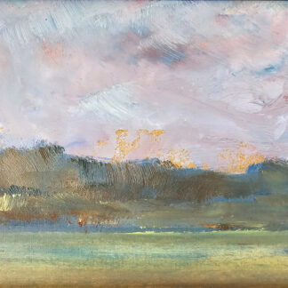 Murray Hammick oil painting depicting an amethyst coloured sky at the edge of Exmoor