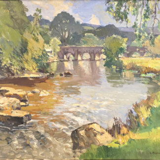 Leonard Richmond oil painting of Withypool Bridge, Exmoor