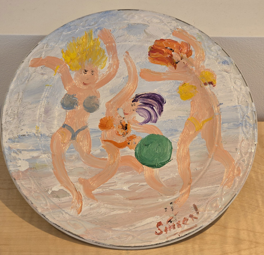 Simeon Stafford (b.1956) - 'Ball Games', oil on porcelain.